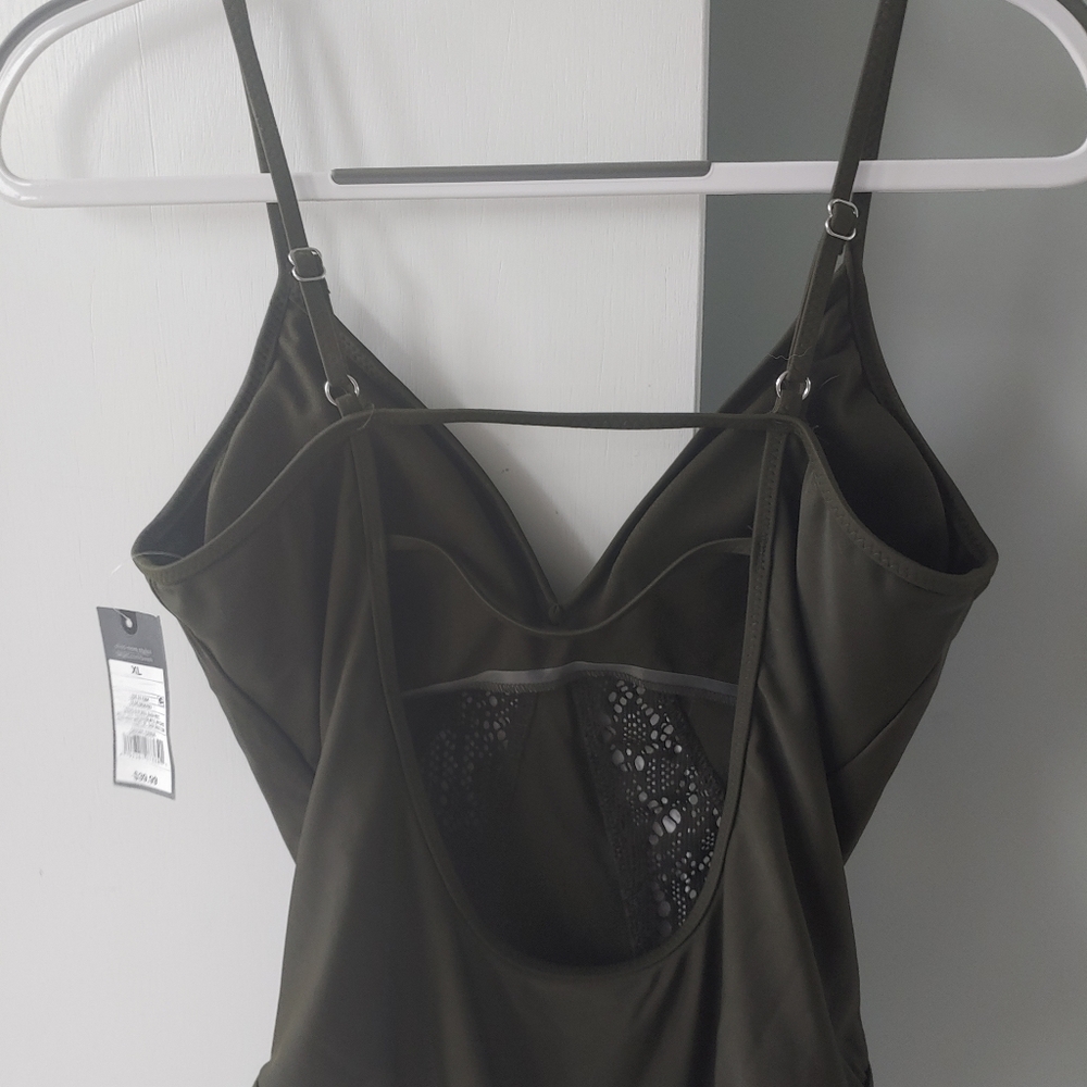 Stylish one peice bathing suit. A beautiful olive green. Size XL. Massano brand